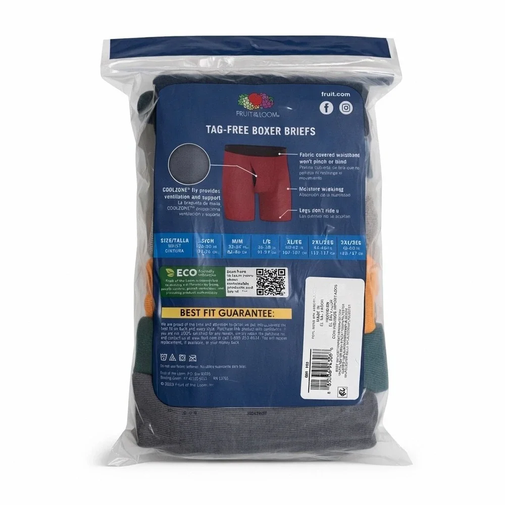 Fruit of the Loom Mens 6Pk Tag Free Boxer Briefs Coolzone Fly Size‎ S (28-30)